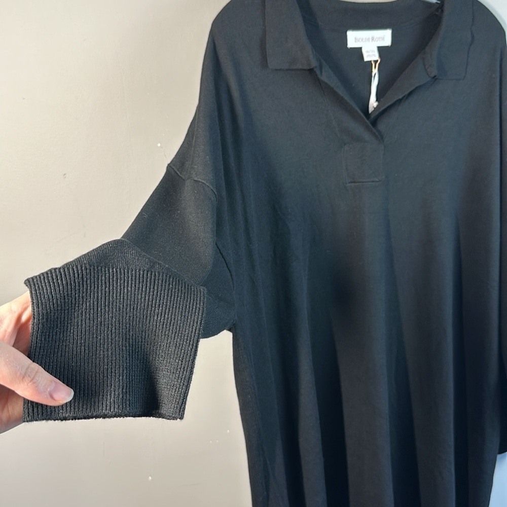 NWT City Chic ISOLDE ROTH Black Side Slit Knit Shirt Dress Size 18/20 - Picture 10 of 15